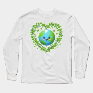 Earth Day 2024 Heart Earth Day Kids Boys Girl Long Sleeve T-Shirt